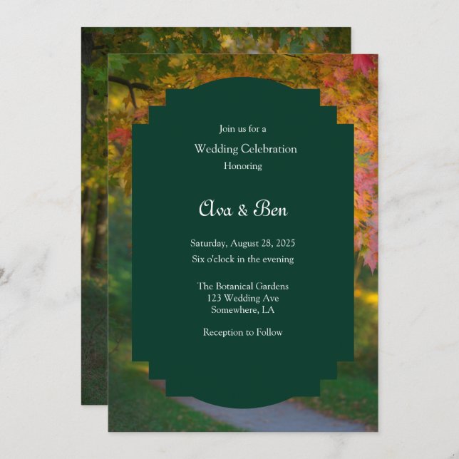 Colorful Autumn Day Wedding Celebration Inbjudningar (Fram/baksida)