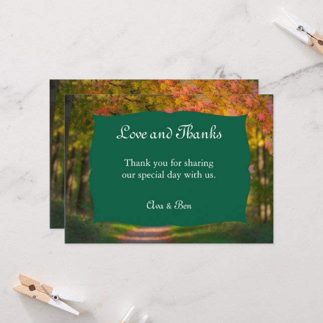 Colorful Autumn Day Wedding Thank You Card Inbjudningar (Fram/Back In Situ)