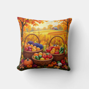 Colorful Autumn Harvest Basket Kudde