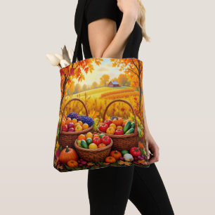 Colorful Autumn Harvest Basket Tygkasse