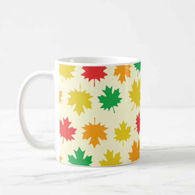 Colorful Autumnal Leafs - Nature Pattern Kaffemugg (Vänster)
