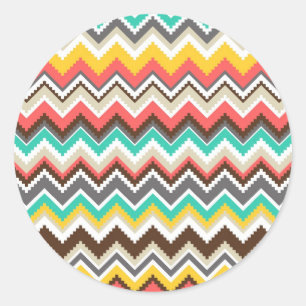 Colorful Aztec Tribal Chevron ZigZag Rand Runt Klistermärke