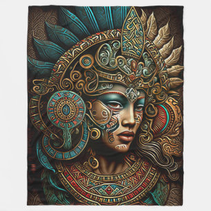 Colorful Aztec Warrior Princess Blanket Fleecefilt