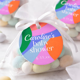 Colorful Baby Shower Abstract Waves Modern Custom Gåvor Etiketter