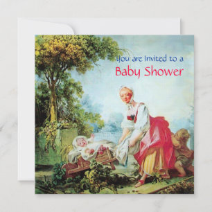 COLORFUL BABY SHOWER White Linen Papper Inbjudningar