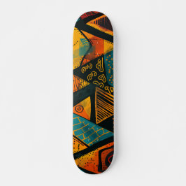 Colorful background with African motifs Mini Skateboard Bräda 18,5 Cm