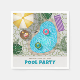 Colorful Backyard Swimming Pool Birthday Party Pappersservett