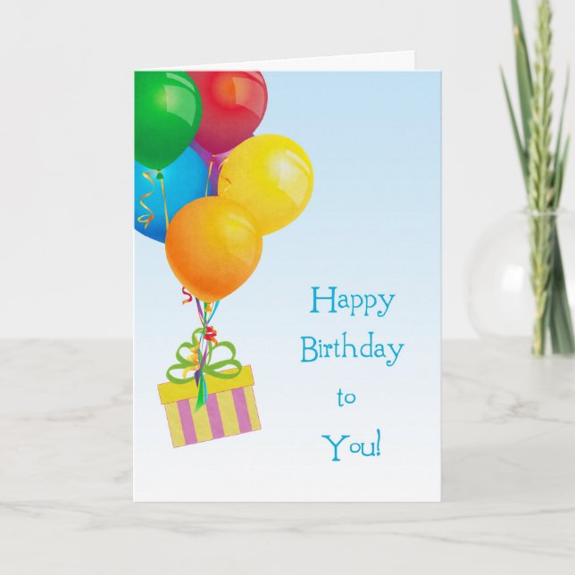Colorful Balloon Bouquet, Gift, födelsedagskort Kort (Framsida)