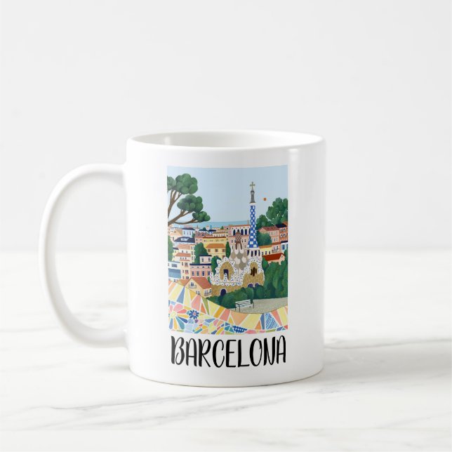 Colorful Barcelona Spain City View Kaffemugg (Vänster)