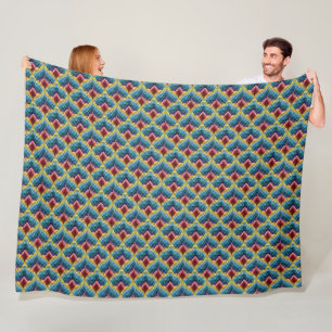Colorful Bargello Embroidery Boho Chic Mönster Fleecefilt
