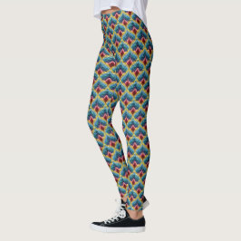 Colorful Bargello Embroidery Boho Chic Mönster Leggings