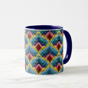 Colorful Bargello Embroidery Boho Chic Mönster Mugg