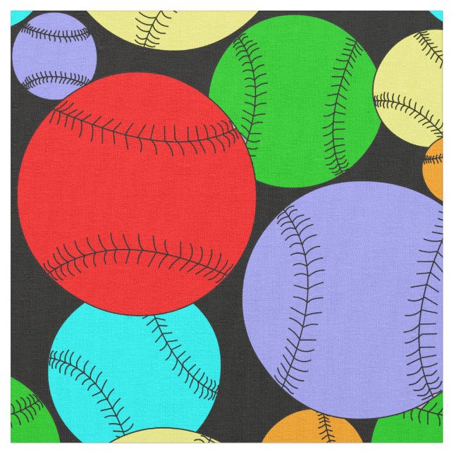Colorful Baseball Mönster Tyg (Närbild)