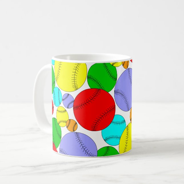Colorful Baseball Pattern Coffee Mug Kaffemugg (Framsida vänster)