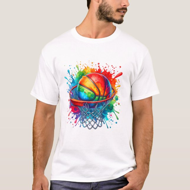 Colorful Basketball Tie Dye Color T Shirt (Framsida)