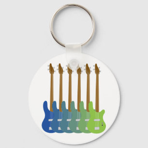 Colorful Bass Guitars Nyckelring