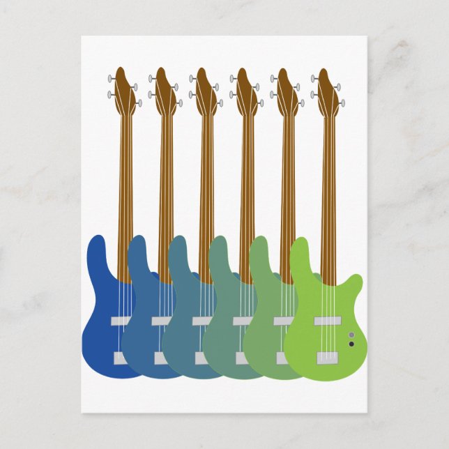 Colorful Bass Guitars Vykort (Framsida)