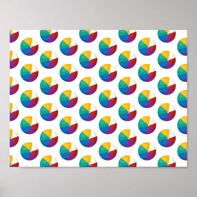 Colorful Beach Boll sommar Mönster Poster (Framsidan)