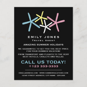 Colorful Beach Starfish, Travel Agent Advertising Flygblad