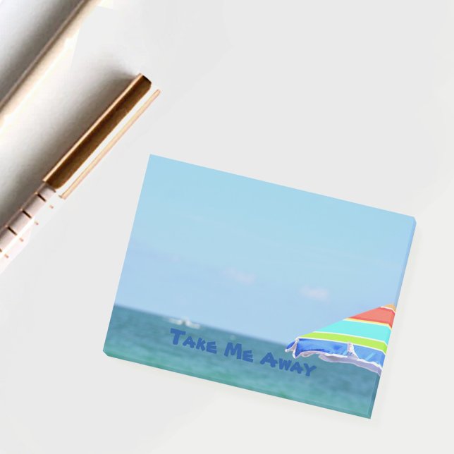 Colorful Beach Umbrella Oceanview Post-it Block (Skapare uppladdad)