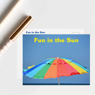Colorful Beach Umbrella Vykort
