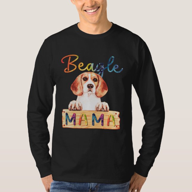 Colorful Beagle Mama  Dog Mom T Shirt (Framsida)