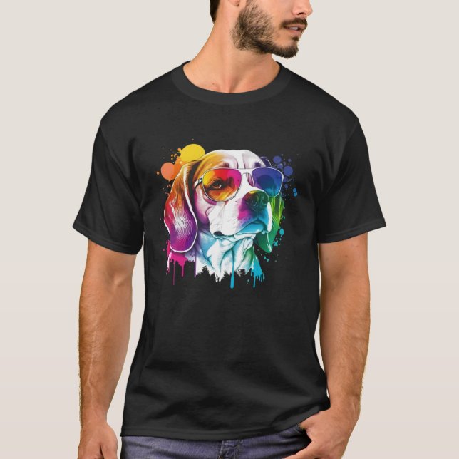 Colorful Beagle Pop Dog Dad Mom Dog T Shirt (Framsida)