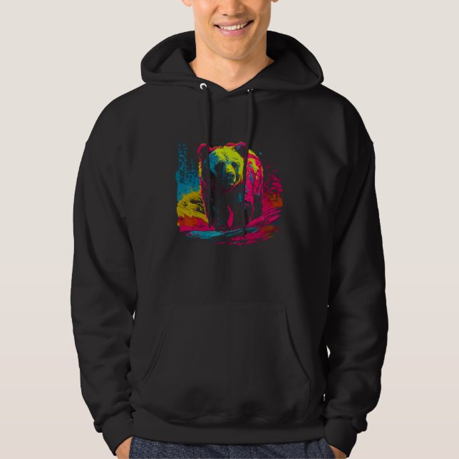 Colorful Bear Face Spirit Animal Hoodie (Framsida)