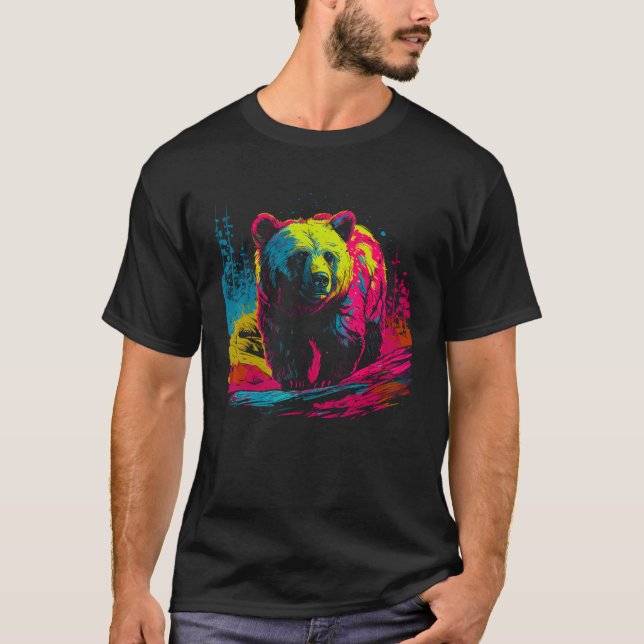 Colorful Bear Face Spirit Animal T Shirt (Framsida)