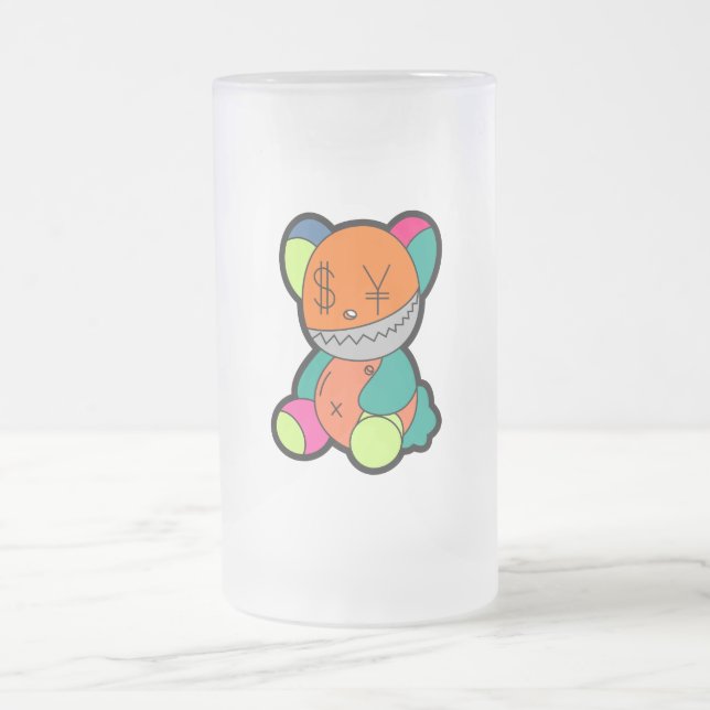 Colorful bear frostat ölglas (Center)