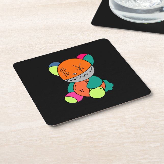 Colorful bear underlägg papper kvadrat (Vinklad)