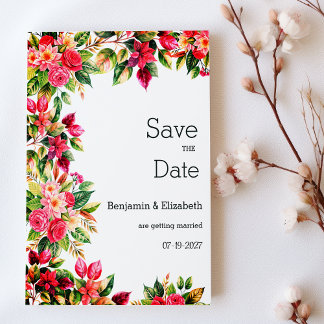 Colorful beautiful country floral Save the Date Inbjudningar