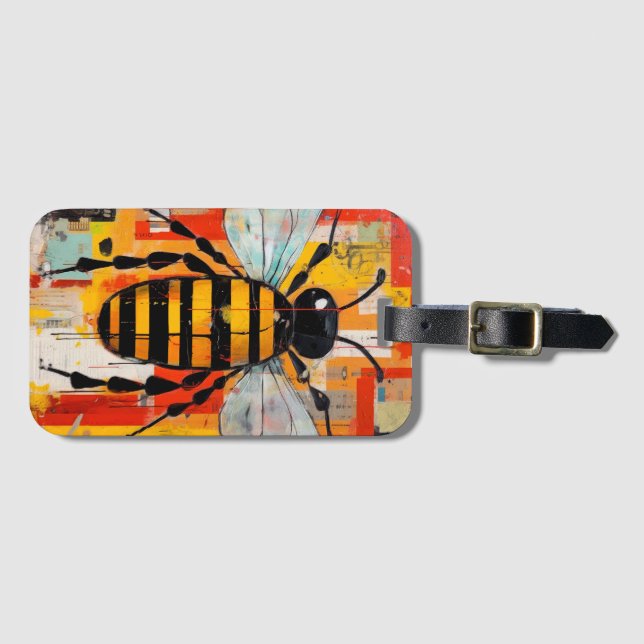 Colorful Bee Art Print Honeybee Wall Bagagebricka (Framsida horisontal)