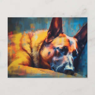 Colorful Belgium Malinois sover Vykort