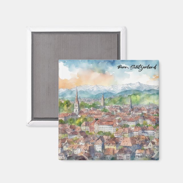 Colorful Bern Schweiz Europe Swiss Magnet (Front/Back)