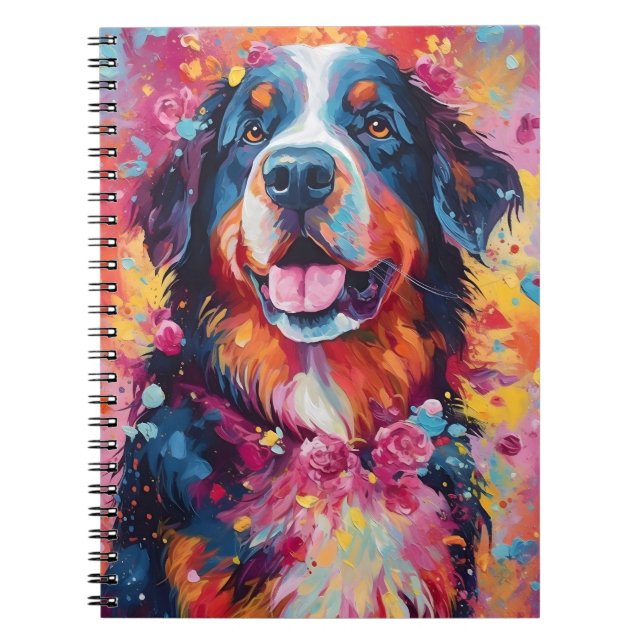 Colorful Bernese Mountain hund Anteckningsbok (Framsidan)