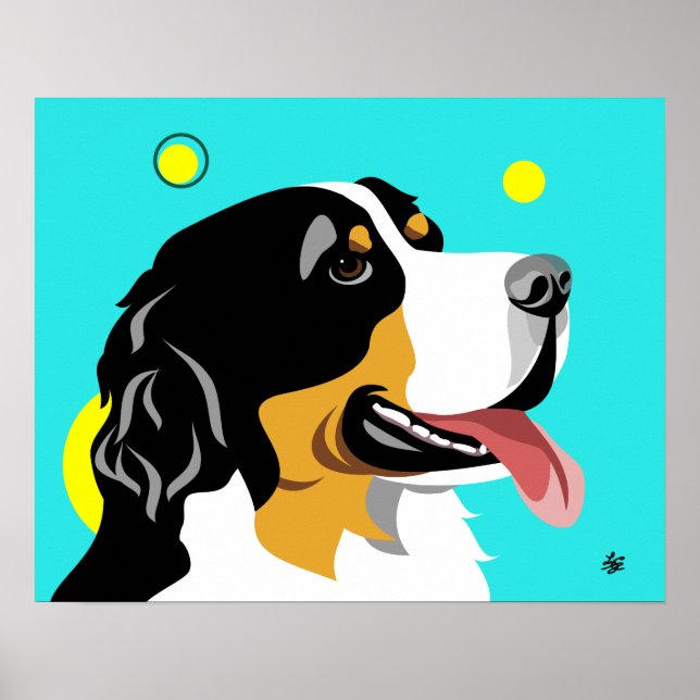 Colorful Bernese Mountain Hund Poster (Framsidan)