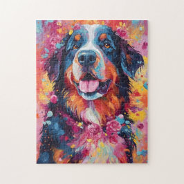 Colorful Bernese Mountain hund Pussel