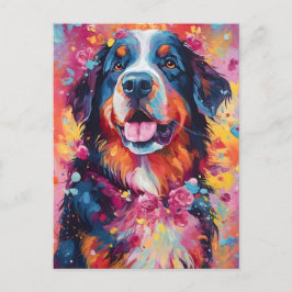Colorful Bernese Mountain hund Vykort