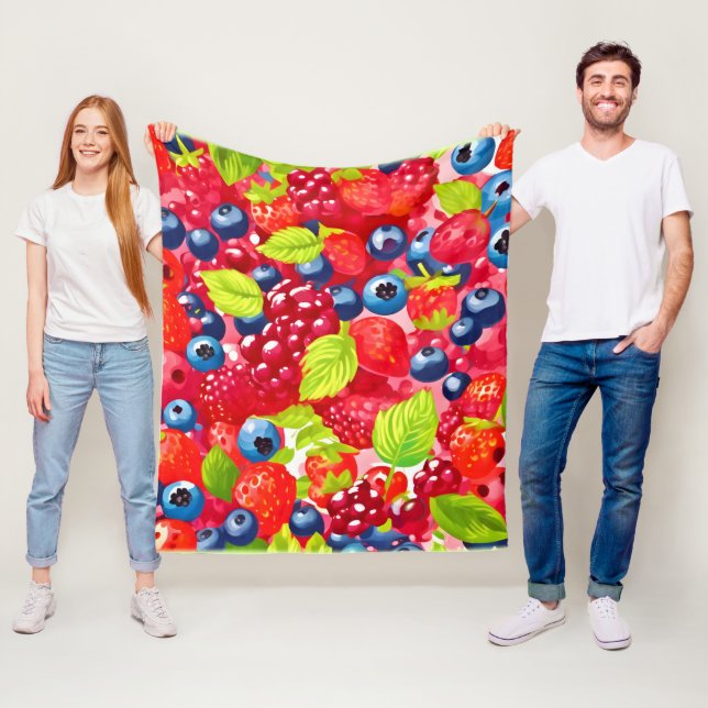 Colorful Berry Mönster Fleecefilt (På plats)