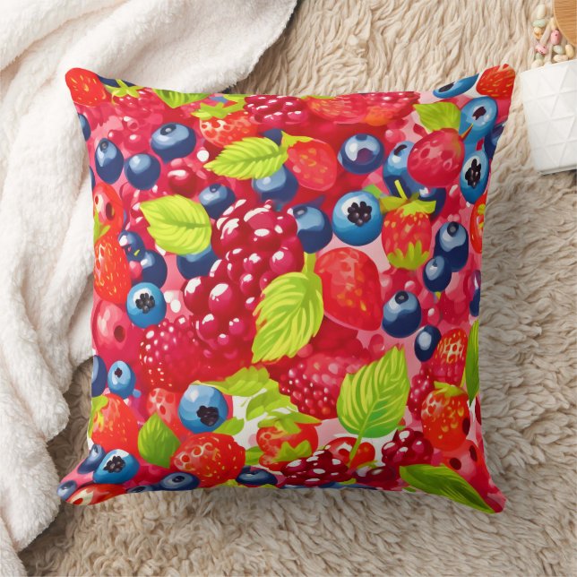 Colorful Berry Mönster Kudde (Filt)
