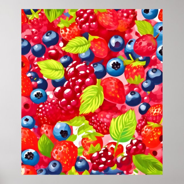 Colorful Berry Mönster Poster (Framsidan)