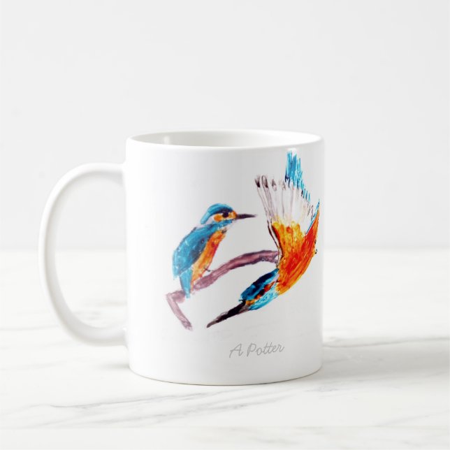 Colorful Bird Art Kingfish Kaffemugg (Vänster)