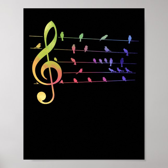 Colorful Birds Musik noter Music Teacher Poster (Framsidan)