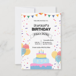 Colorful Birthday Party Invitation Inbjudningar