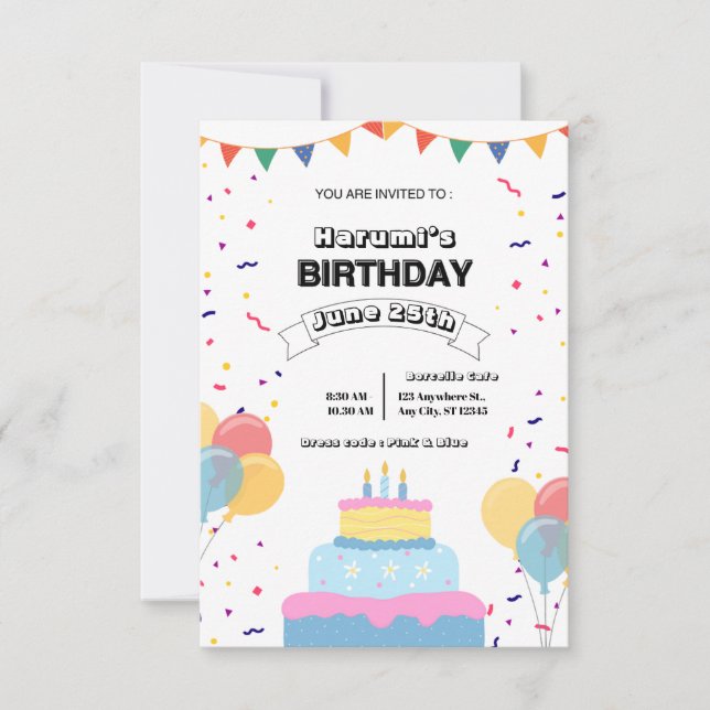 Colorful Birthday Party Invitation Inbjudningar (Framsida)