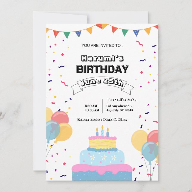 Colorful Birthday Party Invitation Inbjudningar (Framsida)