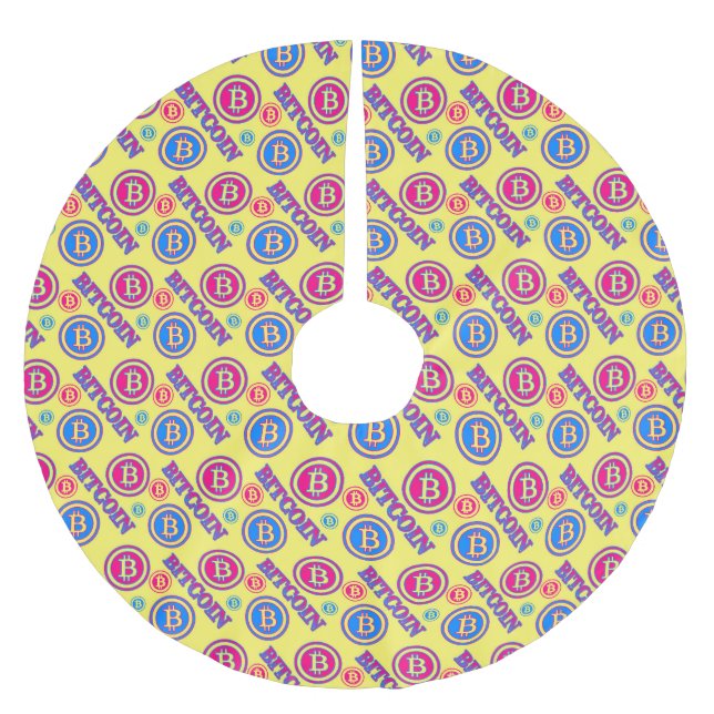 Colorful Bitcoin Mönster Julgransmatta Borstad Polyester (Framsidan)