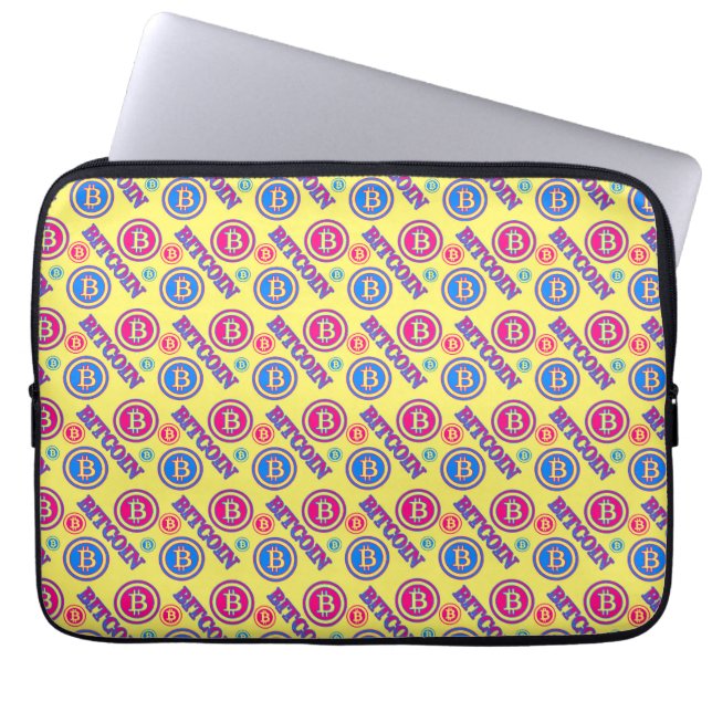 Colorful Bitcoin Mönster Laptop Fodral (Framsidan)