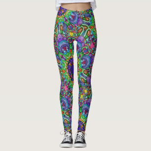 Colorful Bläck Art för ben! Leggings